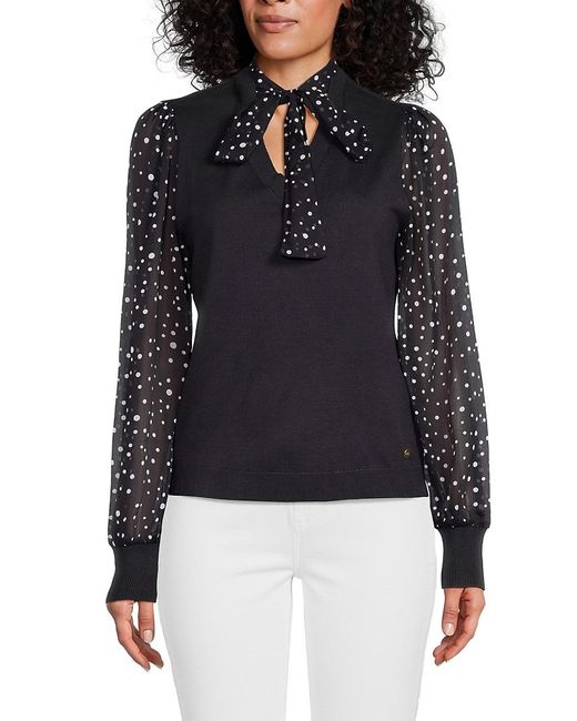 Tommy Hilfiger Black Mixed-Media Sweater