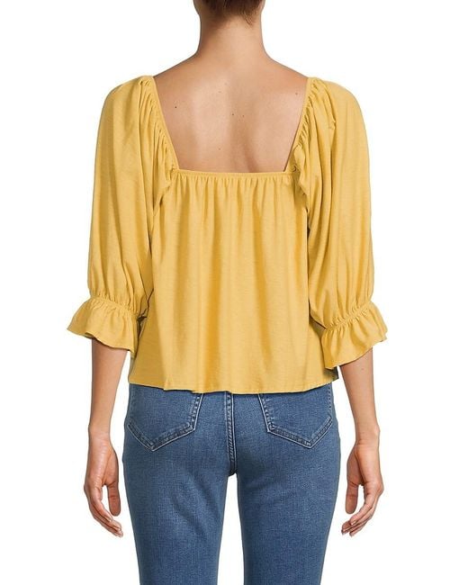 Nation Ltd Yellow Luca Solid Peasant Top