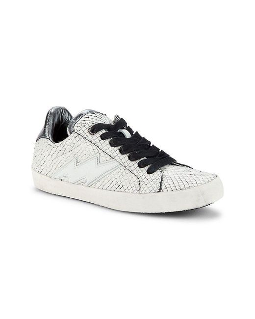 Zadig & Voltaire Neo Keith Snakeskin Embossed Leather Sneakers in White