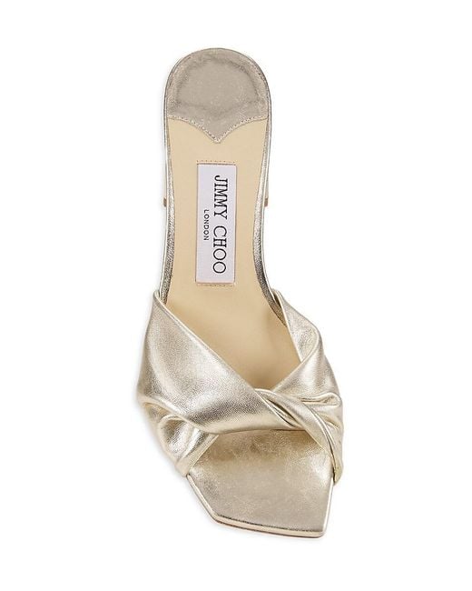 Jimmy Choo Natural Lyn Metallic Leather Sandals