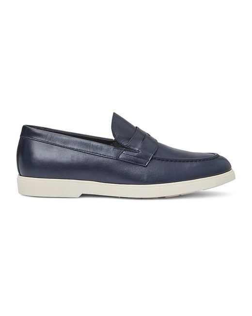 Bruno Magli Blue Ezra Leather Penny Loafers for men