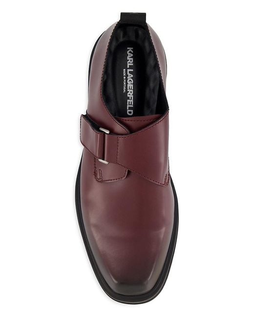 Karl Lagerfeld Brown Leather Monk Strap Shoes for men
