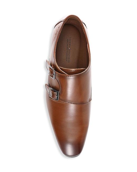 Tommy Hilfiger Brown Almond Toe Double Monk Shoes for men