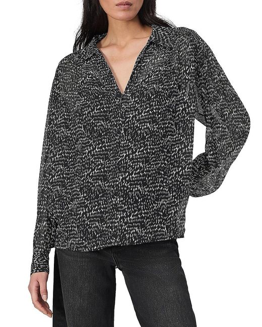 Rag & Bone Gray Emmy Silk-Blend Top