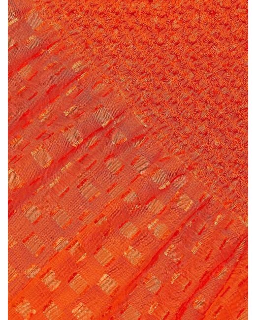 Alice + Olivia Orange Clea O-Ring Tiered Midi Dress