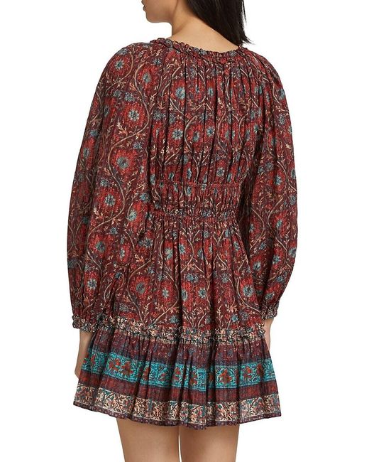 Ulla Johnson Red Val Botanical Shadow Stripe Dress
