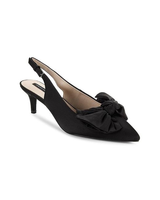 French Connection Black Quinn Satin Bow Slingback Pumps