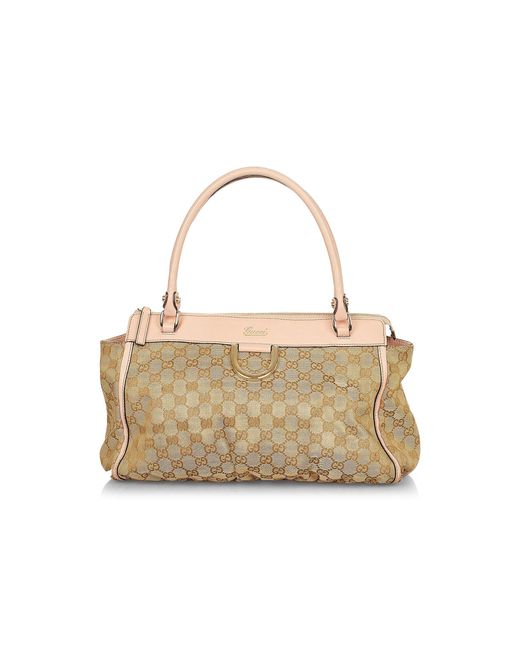 Gucci Abbey GG Canvas Shoulder Bag in Natural Lyst