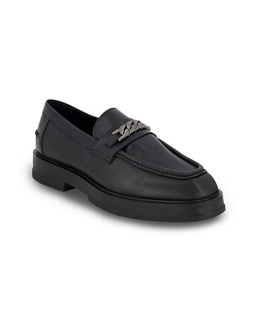 Karl Lagerfeld Black Chain Link Leather Loafers for men