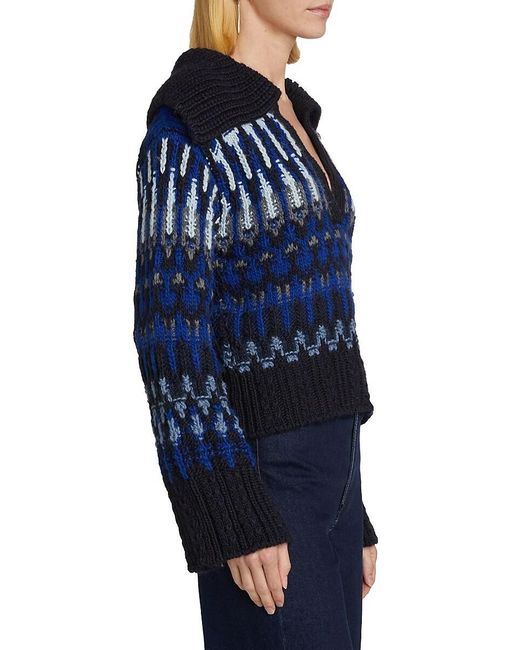 Ramy Brook Blue Augustus Knit V-Neck Sweater