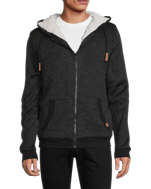 Buffalo David Bitton Fortina Faux Fur Lined Zip-up Hoodie in Black for Men  | Lyst