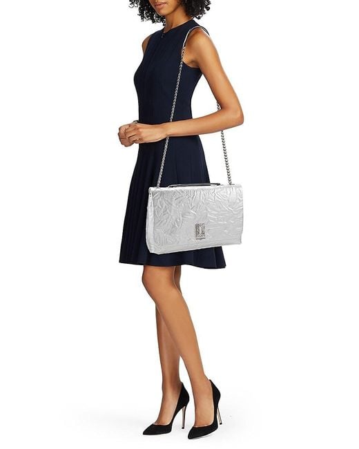 Karl Lagerfeld Gray Lafayette Leather Chain Shoulder Bag