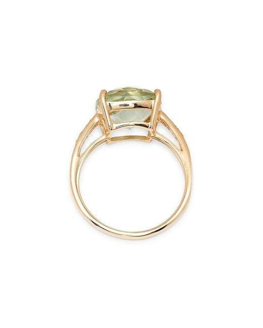 Effy August 14k Yellow Diamond & Green Amethyst Ring/size 7