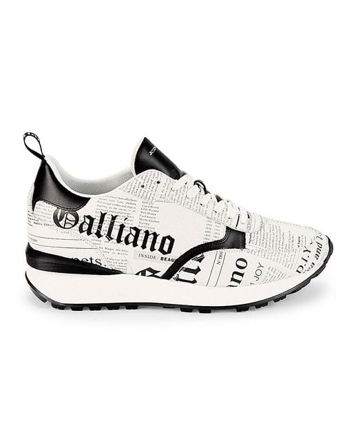 John Galliano Gazette Leather Sneakers in White for Men | Lyst