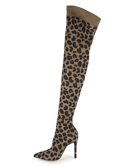 Gianvito Rossi Black 100mm Leopard-print Textile Over-the-knee Boots