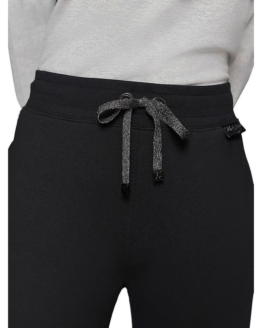 Karl Lagerfeld Black Glitter Tape Drawstring Pants