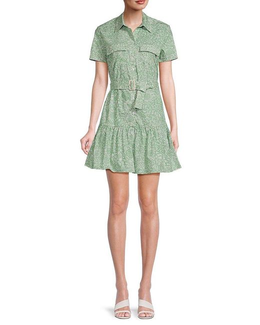 Amanda Uprichard Green Cathee Floral Shirt Dress