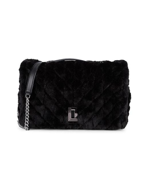 Karl Lagerfeld Black Extra Large Lafayette Faux Fur Crossbody Bag