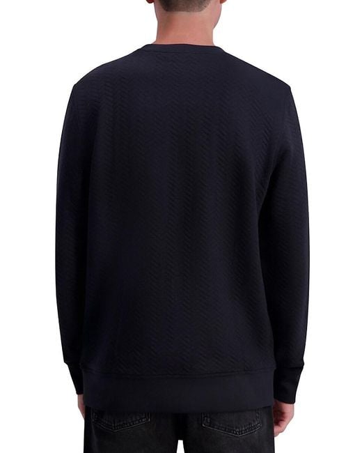 Karl Lagerfeld Blue Chevron Textured Sweatshirt for men