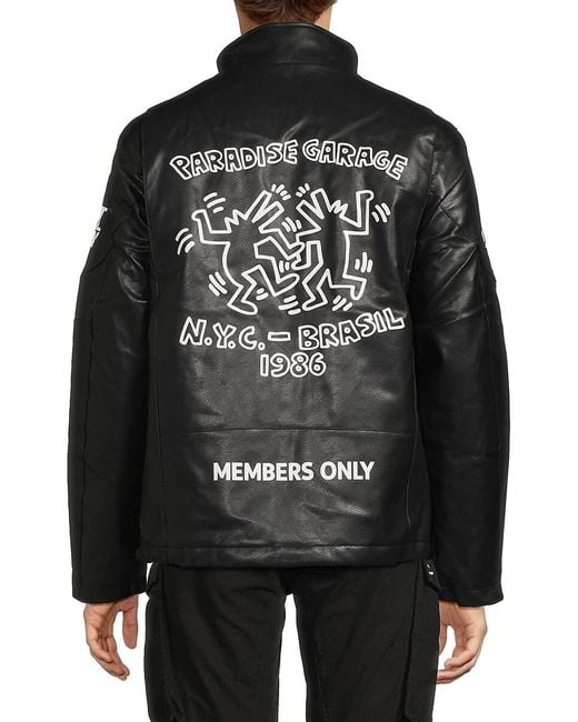 Members Only 'Keith Haring Graphic Faux Leather Jacket in