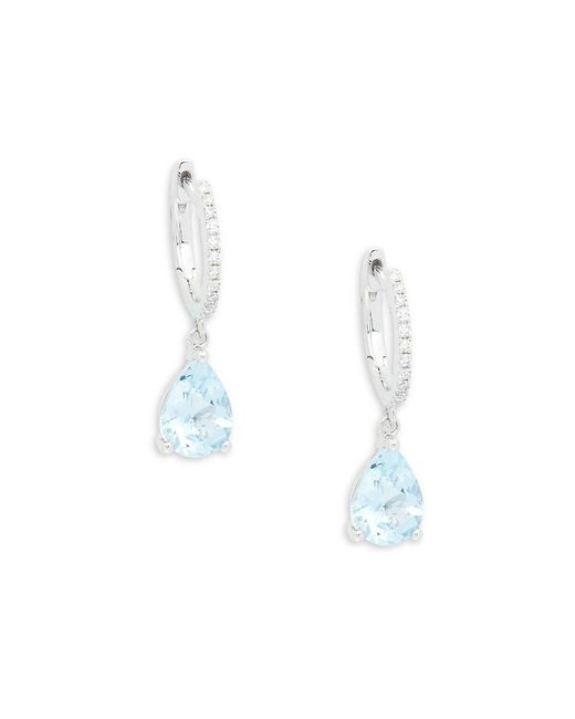 Effy Multicolor 14k White Gold, Aquamarine & Diamond Drop Earrings