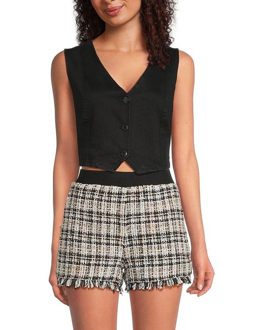 Noisy May Black Wilda Cotton-Blend Cropped Vest