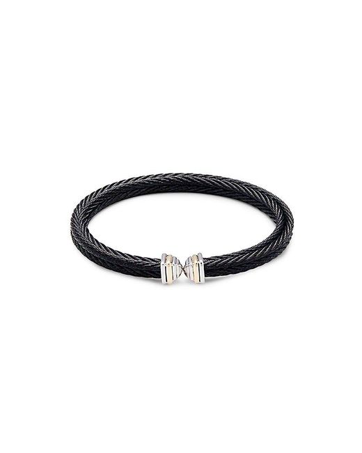 Alor 18k & Two Tone Stainless Steel Cable Cuff Bracelet in Yellow Gold