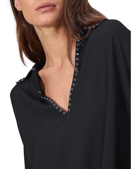 Rag & Bone Black Emmy Eyelet Long-Sleeve Blouse