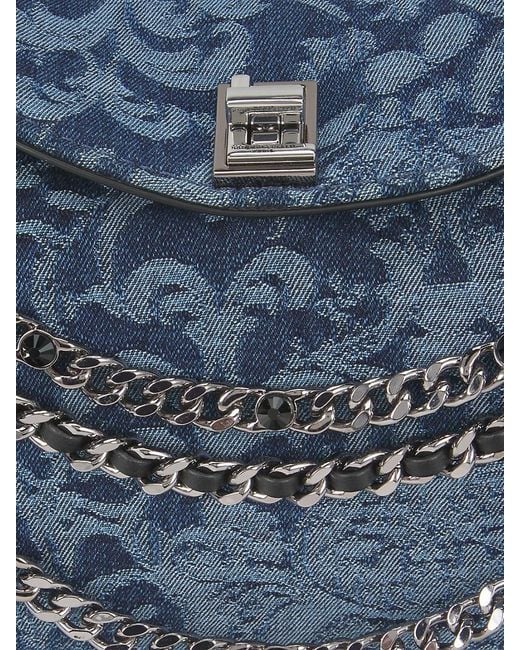 Karl Lagerfeld Blue Nadine Monogram Cotton-Leather Crossbody Bag