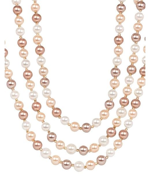 Saachi Pink Goldplated & Shell Pearl Three-layer Necklace