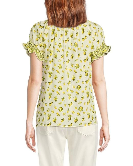 Max Studio Yellow Lemon Print Top