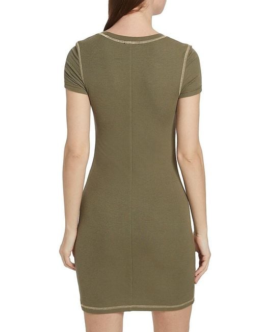 ATM Green Rib-Knit Body-Con Minidress