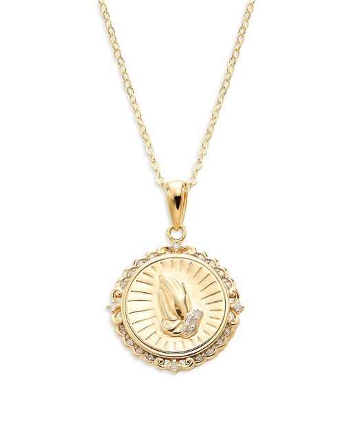 Saks Fifth Avenue Metallic 14K Goldplated Sterling & 0.085 Tcw Diamond Pendant Necklace