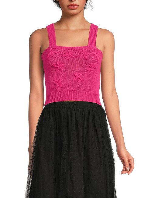 RED Valentino Pink Ribbed Embroidered Wool-Blend Tank