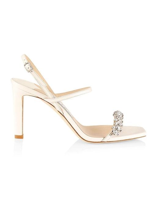 Jimmy Choo Metallic Meira 85Mm Leather Embellished Sandals
