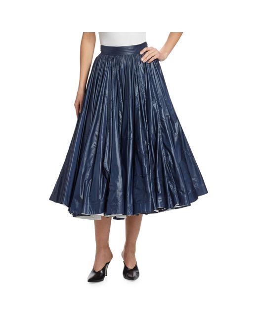 Calvin Klein Shiny Nylon A-line Skirt in Blue