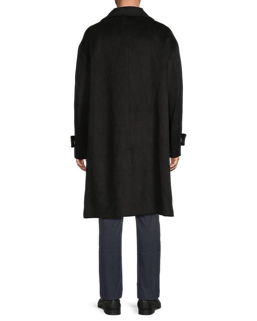 Karl Lagerfeld Black Wool-Blend Longline Coat for men