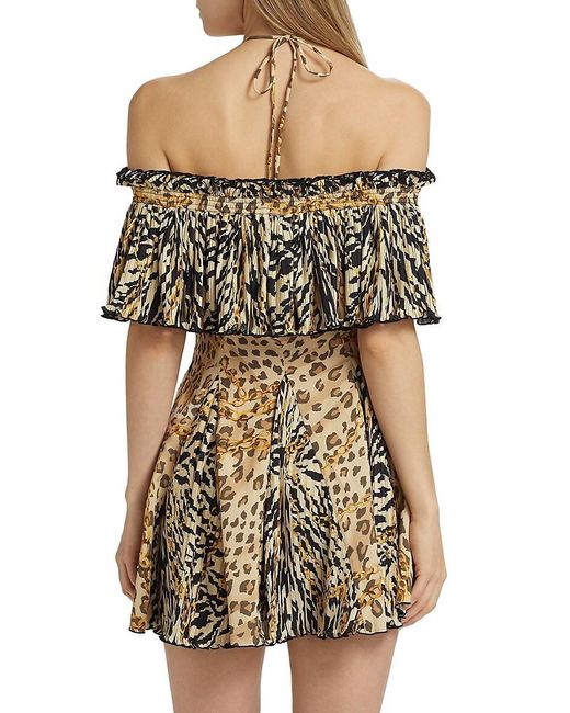 Ronny Kobo Multicolor Esmi Leopard Off-The-Shoulder Minidress