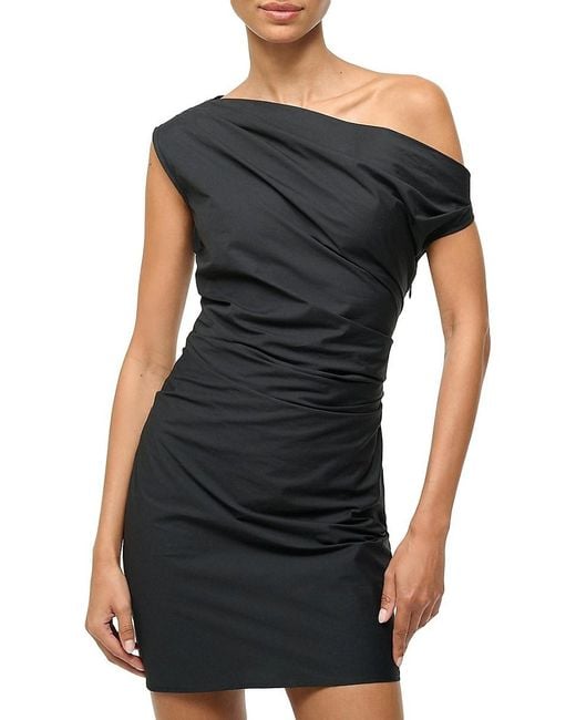 Staud Black Phare Gathered Minidress
