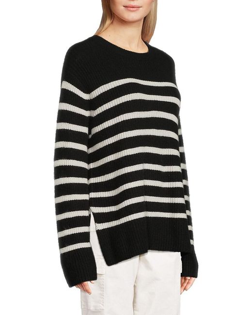 Alice + Olivia Black Harold Striped Wool & Cashmere Sweater