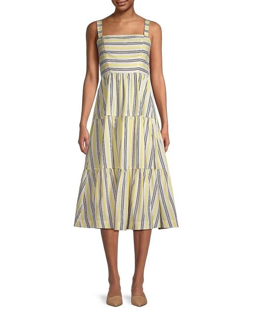 Jason Wu Natural Striped Cotton-Blend Midi-Dress