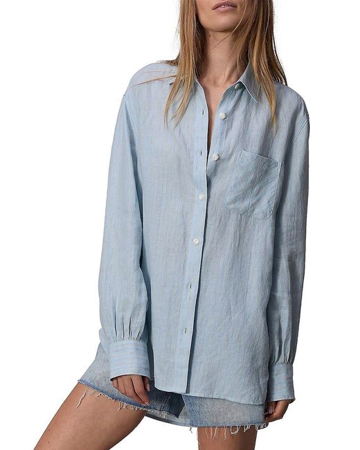 Rag & Bone Blue Maxine Stripe Linen Shirt