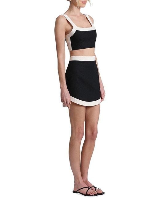 Avec Les Filles Black '2-Piece Linen Blend Top & Skirt Set