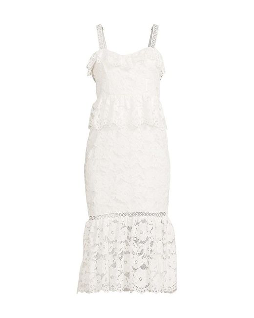 Likely White Leigh Peplum Lace Midi Dress