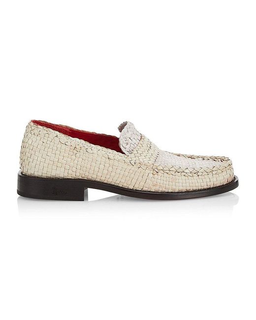 Marni White Woven Leather Loafers for men