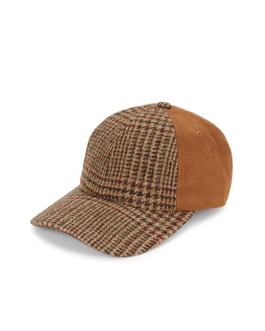 Saks Fifth Avenue Faux Suede Plaid Baseball Cap in Brown for Men | Lyst UK