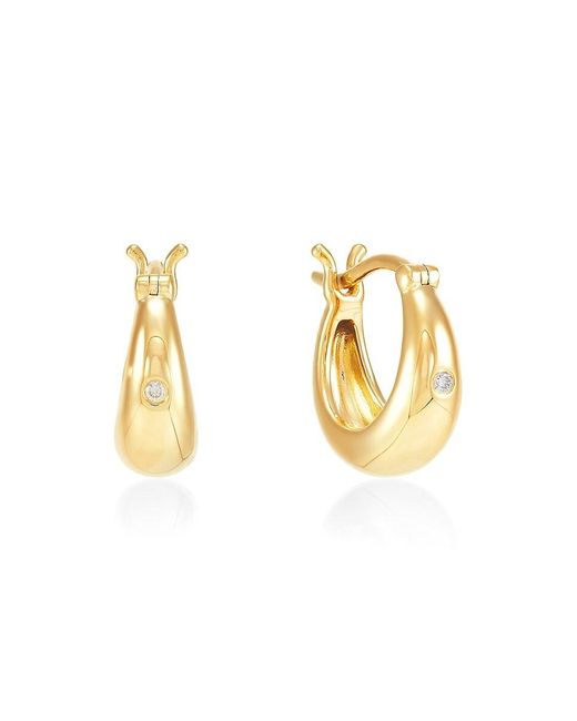 Saks Fifth Avenue Metallic 14k Yellow Gold & 0.02 Tcw Diamond Huggie Earrings
