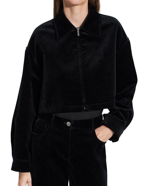 Theory Black Aline Cropped Zip-front Jacket