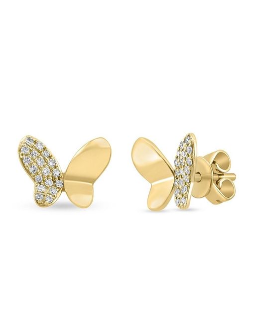 Effy Metallic 14k Yellow Gold & 0.13 Tcw Diamond Butterfly Stud Earrings