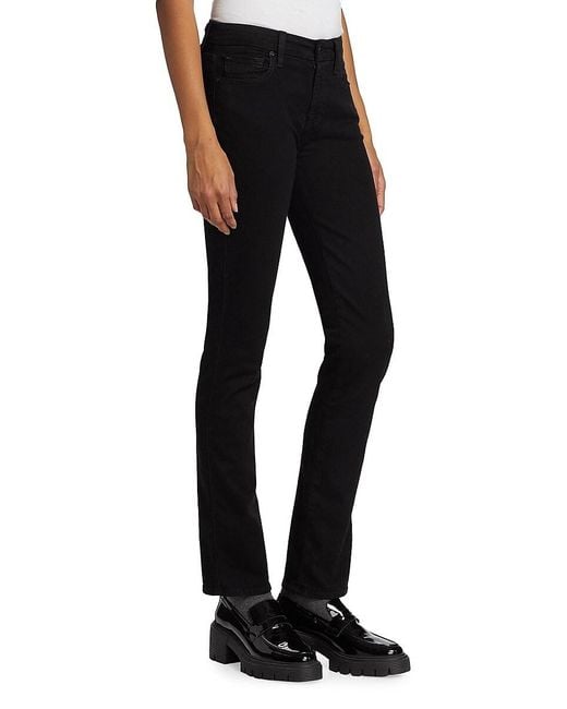 7 For All Mankind Black Kimmie Mid-Rise Straight-Leg Jeans